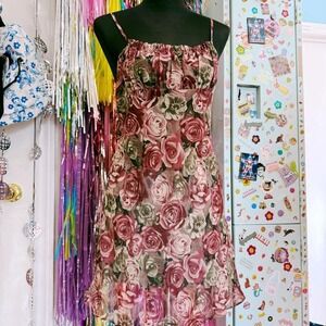 Vintage 90s y2k sheet floral lingerie dress